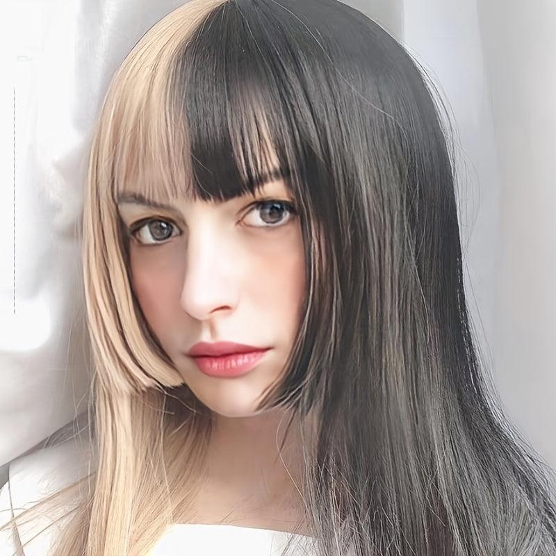 Long Straight Double Ponytail Synthetic Wig Anime Cosplay Halloween Party Wig
