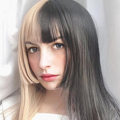 Long Straight Double Ponytail Synthetic Wig Anime Cosplay Halloween Party Wig
