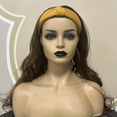 Long Wavy Synthetic Headband Wig Natural Brown Hair