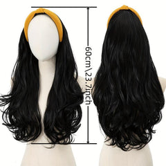 Long Wavy Synthetic Headband Wig Natural Brown Hair