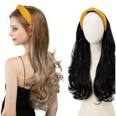Long Wavy Synthetic Headband Wig Natural Brown Hair
