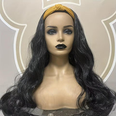 Long Wavy Synthetic Headband Wig Natural Brown Hair