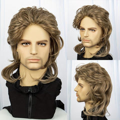 Men's Retro Mullet Wig for 70s 80s Party Halloween Cosplay
