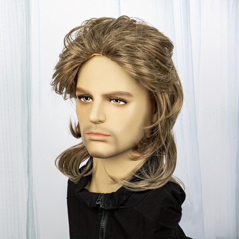 Men's Retro Mullet Wig for 70s 80s Party Halloween Cosplay