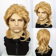Men's Retro Mullet Wig for 70s 80s Party Halloween Cosplay