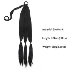 Braided Ponytail Extension for Women: Synthetic Hair, Wrap Around, Long