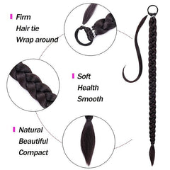 Braided Ponytail Extension for Women: Synthetic Hair, Wrap Around, Long