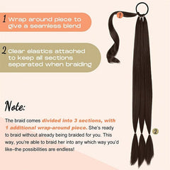 Braided Ponytail Extension for Women: Synthetic Hair, Wrap Around, Long