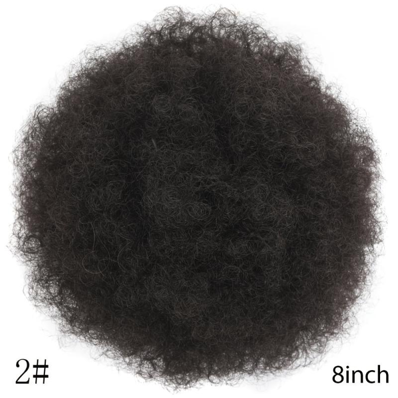 Short Afro Kinky Curly Ponytail Hair Extensions Clip On Drawstring Bun