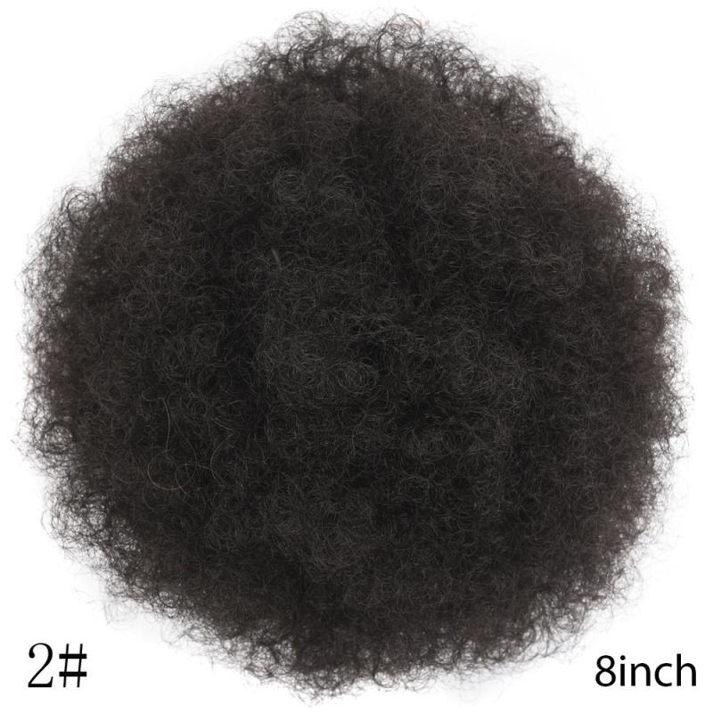 Short Afro Kinky Curly Ponytail Hair Extensions Clip On Drawstring Bun