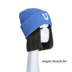 Embroidery Knitted Hat Hip Hop Sweet Bun Hat