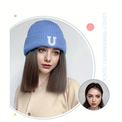 Embroidery Knitted Hat Hip Hop Sweet Bun Hat