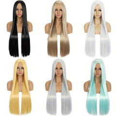 Colorful Long Straight Wig Synthetic Wig Anime Cosplay Wig For Halloween