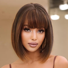 Short Straight Bob Wig With Bangs For Women 30 48 Cm