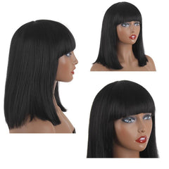 Short Straight Bob Wig With Bangs For Women 30 48 Cm