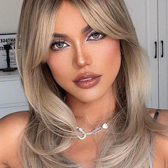 Ombre Long Curly Wavy Wig Synthetic Wig Heat Resistant