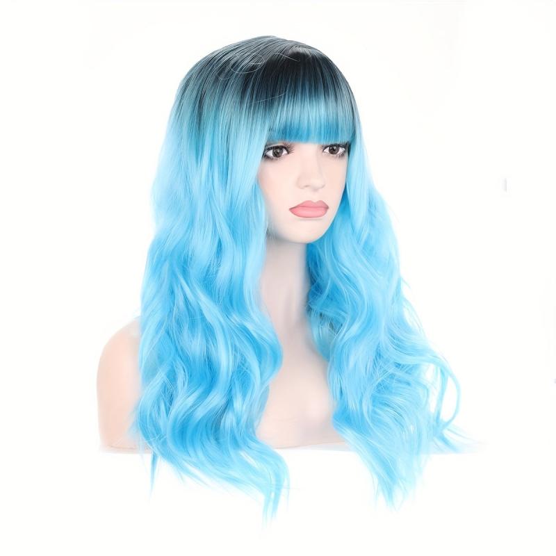 66 04cm Ombre Wavy Wig For Women Girls Heat Resistant Fiber Wigs