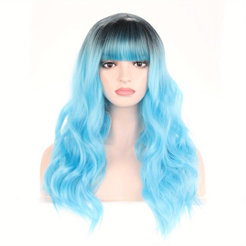 66 04cm Ombre Wavy Wig For Women Girls Heat Resistant Fiber Wigs