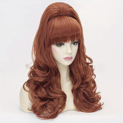 Red Curly Wig With Bangs Synthetic Heat Resistant Hair Beehive Wig