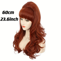 Red Curly Wig With Bangs Synthetic Heat Resistant Hair Beehive Wig