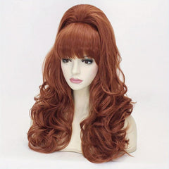 Red Curly Wig With Bangs Synthetic Heat Resistant Hair Beehive Wig