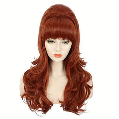 Red Curly Wig With Bangs Synthetic Heat Resistant Hair Beehive Wig