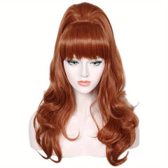 Red Curly Wig With Bangs Synthetic Heat Resistant Hair Beehive Wig