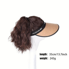 Women's High Ponytail Sun Proof Hat Wig One Piece Breathable Fisherman's Hat