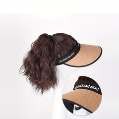 Women's High Ponytail Sun Proof Hat Wig One Piece Breathable Fisherman's Hat
