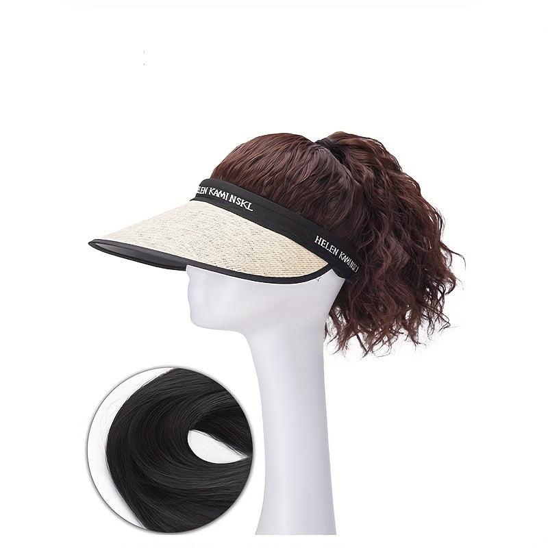 Women's High Ponytail Sun Proof Hat Wig One Piece Breathable Fisherman's Hat