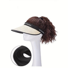Women's High Ponytail Sun Proof Hat Wig One Piece Breathable Fisherman's Hat