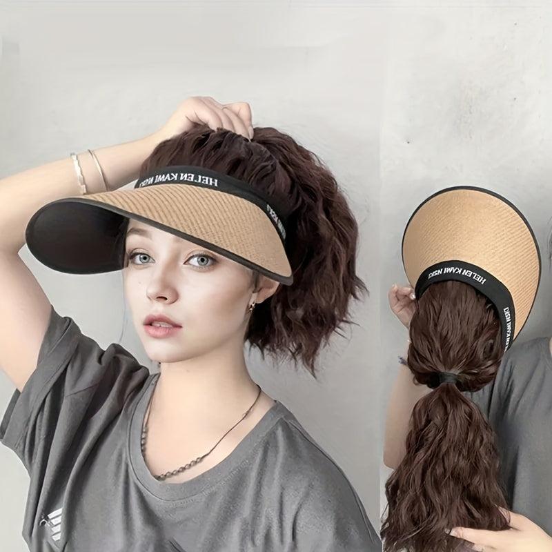 Women's High Ponytail Sun Proof Hat Wig One Piece Breathable Fisherman's Hat