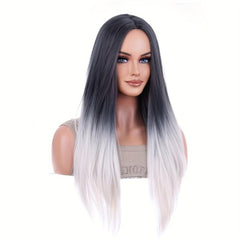 Ombre Long Straight Wig Heat Resistant Fashionable For Daily Use Party Cosplay
