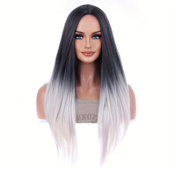 Ombre Long Straight Wig Heat Resistant Fashionable For Daily Use Party Cosplay