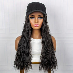 Brown Curly Wavy Hair With Hat Wig Synthetic Wig For Women Daily Use