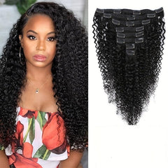Kinky Curly Hair Extensions Clips In Human Hair Extensions