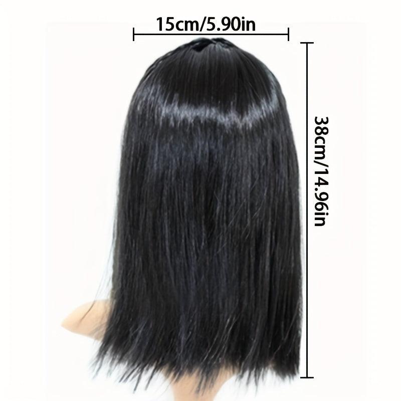 Medium Long Straight Wig With Braids Synthetic Wig With Bangs Movie Cosplay Wig