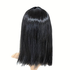 Medium Long Straight Wig With Braids Synthetic Wig With Bangs Movie Cosplay Wig