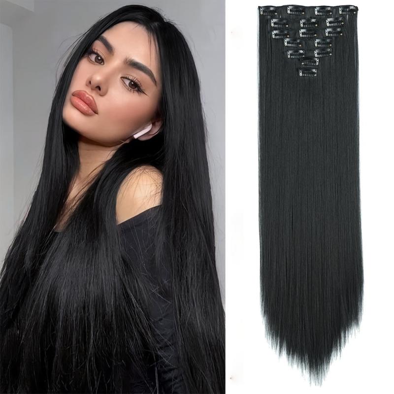 Synthetic Thick Hair Extensions Clip In 7 Pieces