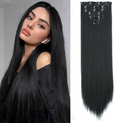 Synthetic Thick Hair Extensions Clip In 7 Pieces