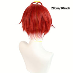 Short Red Synthetic Cosplay Wig & Wig Cap for Men