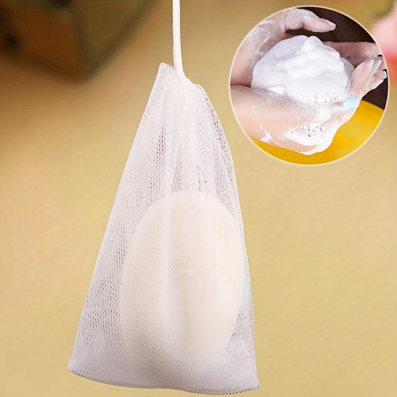 5 Pcs Mesh Soap Bag with Drawstring for Foaming and Drying