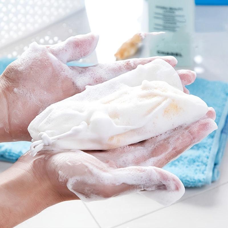 5 Pcs Mesh Soap Bag with Drawstring for Foaming and Drying