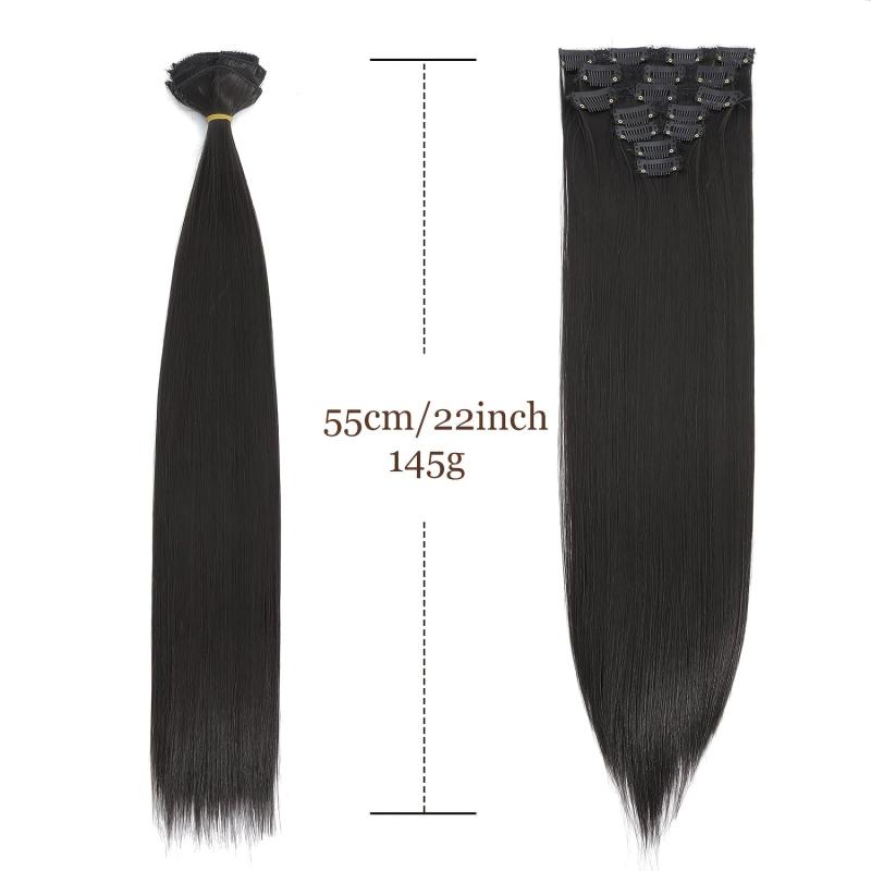7pcs Grey Clip In Hair Extensions Light Grey Synthetic Wig Fluffy Hair DIY