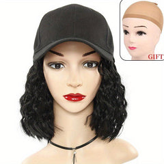 Short Bob Curly Wavy Hair Wigs With Baseball Cap Attached