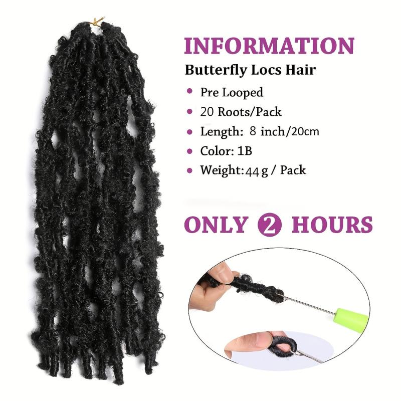25 Packs 4 Cm Soft Butterfly Locs Crochet Hair Pre Looped Distressed Faux Locs