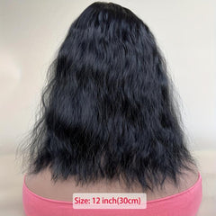 Curly Wave Hair Topper with Overhead Bangs, Natural Fringe for Grey Hair