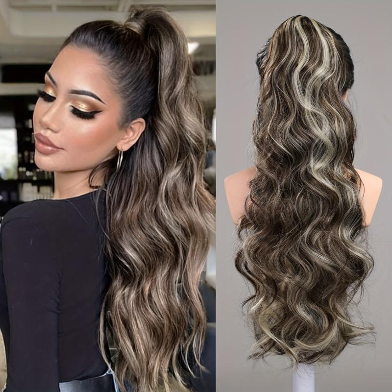 Long Curly Wavy Ponytail Extensions Synthetic Clip In Hair Extensions