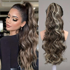 Long Curly Wavy Ponytail Extensions Synthetic Clip In Hair Extensions