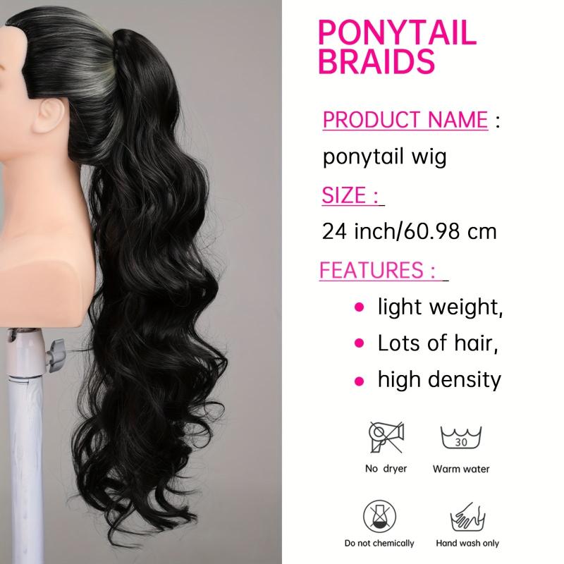 Long Curly Wavy Ponytail Extensions Synthetic Clip In Hair Extensions